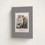 "Cozy Gingham" - Holiday Cards in Blueberry by Beth Vassalo - Folded Card