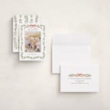 "Holly Garland and Bow" - Holiday Cards in Candy Cane by Paula Pecevich - Assembled