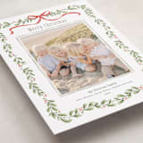 "Holly Garland and Bow" - Holiday Cards in Candy Cane by Paula Pecevich - Detail