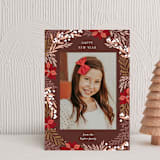 "Poinsettia Leaves Pattern" - Holiday Cards in Wine by Alethea and Ruth - Front