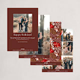 "Poinsettia Leaves Pattern" - Holiday Cards in Wine by Alethea and Ruth - Back of Card Options