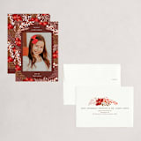 "Poinsettia Leaves Pattern" - Holiday Cards in Wine by Alethea and Ruth - Assembled