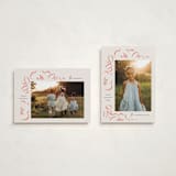"Sketched Florals" - Holiday Cards in Berry by Griffinbell Paper Co. - Photo Orientation Options