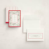 "Village Frame" - Holiday Cards in Cranberry by Baumbirdy - Assembled