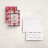 "cozy checked plaid" - Holiday Cards in Cranberry by Carrie Moradi - Assembled