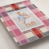 "cozy checked plaid" - Holiday Cards in Cranberry by Carrie Moradi - Detail