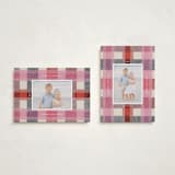 "cozy checked plaid" - Holiday Cards in Cranberry by Carrie Moradi - Photo Orientation Options