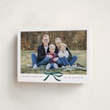 "Crimson Bow" - Holiday Cards in Blue Velvet by Olivia Kanaley Inman - Folded Card