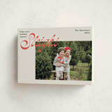 "Sleighs" - Holiday Cards in Red Bow by Megan Davis - Folded Card