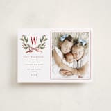 "Holly Monogram" - Holiday Cards in Holly Berry by Wildfield Paper Co - Front