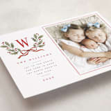 "Holly Monogram" - Holiday Cards in Holly Berry by Wildfield Paper Co - Detail