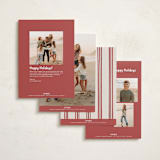 "painted lines" - Holiday Cards in Berry by Christy Hy Lee - Back of Card Options