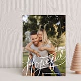 "Hopeful Hand-Lettering" - Holiday Cards in Snow by Becky Nimoy - Front