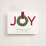 "Joy Wreath" - Holiday Cards in Cranberry by Sarah Brown - Front