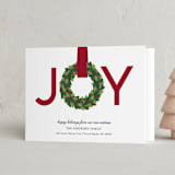 "Joy Wreath" - Holiday Cards in Cranberry by Sarah Brown - Folded Card