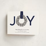 "Joy Wreath" - Holiday Cards in Blueberry by Sarah Brown - Folded Card