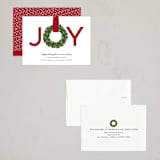 "Joy Wreath" - Holiday Cards in Cranberry by Sarah Brown - Assembled