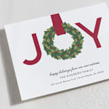 "Joy Wreath" - Holiday Cards in Cranberry by Sarah Brown - Detail