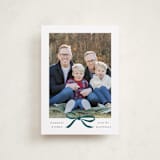 "Crimson Bow" - Holiday Cards in Blue Velvet by Olivia Kanaley Inman - Front