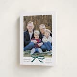 "Crimson Bow" - Holiday Cards in Blue Velvet by Olivia Kanaley Inman - Folded Card