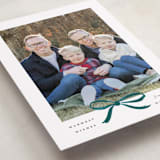 "Crimson Bow" - Holiday Cards in Blue Velvet by Olivia Kanaley Inman - Detail