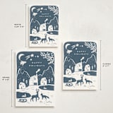 "Winter linocut" - Holiday Cards in Night by Maja Cunningham - Formats Available