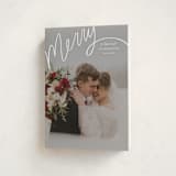 "Merry Hand Lettered Script" - Holiday Cards in Wedding Cake by Becky Nimoy - Folded Card