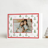 "Little Trees" - Holiday Cards in Candy Cane by Corinne Malesic - Folded Card