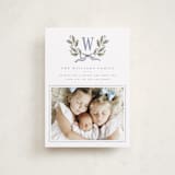 "Holly Monogram" - Holiday Cards in Blue Spruce by Wildfield Paper Co - Front