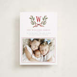 "Holly Monogram" - Holiday Cards in Holly Berry by Wildfield Paper Co - Front