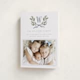 "Holly Monogram" - Holiday Cards in Blue Spruce by Wildfield Paper Co - Folded Card