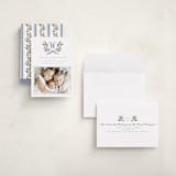 "Holly Monogram" - Holiday Cards in Blue Spruce by Wildfield Paper Co - Assembled