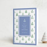 "Little Trees" - Holiday Cards in Provincial Blue by Corinne Malesic - Folded Card