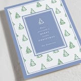 "Little Trees" - Holiday Cards in Provincial Blue by Corinne Malesic - Detail