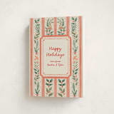 "Festive Stripes" - Holiday Cards in Cherry by Elly - Folded Card