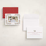 "Poinsettia + Pine" - Holiday Cards in Mistletoe by Wildfield Paper Co - Assembled