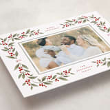 "Poinsettia + Pine" - Holiday Cards in Mistletoe by Wildfield Paper Co - Detail