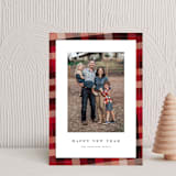 "Flannel" - Holiday Cards in Cranberry by Amy Payne - Front