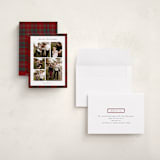 "Plaid Collage" - Holiday Cards in Berry by Stacey Meacham - Assembled