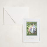 "Bowery" - Letterpress Holiday Photo Mount Cards in Sky Blue by Megan Davis - Card with Envelope