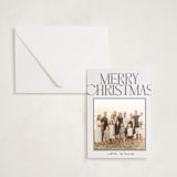 "Chic Type" - Letterpress Holiday Photo Mount Cards in Soft Black by Owl and Toad - Card with Envelope