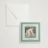 "Roma" - Letterpress Holiday Photo Mount Cards in Cucumber by Megan Davis - Card with Envelope