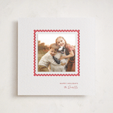 "Rick Rack Frame" - Letterpress Holiday Photo Mount Cards in Scarlet by mo kelley - Front