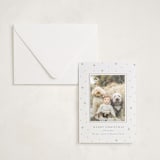 "Stars" - Letterpress Holiday Photo Mount Cards in Matte Silver by Elly - Card with Envelope