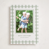 "plaid groove" - Letterpress Holiday Photo Mount Cards in Sea Green by Sara Hicks Malone - Front