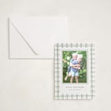 "plaid groove" - Letterpress Holiday Photo Mount Cards in Sea Green by Sara Hicks Malone - Card with Envelope