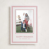 "Grosgrain" - Letterpress Holiday Photo Mount Cards in Scarlet by Jenna Holcomb - Front