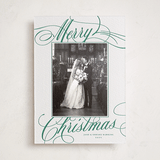 "Classic Merry" - Letterpress Holiday Photo Mount Cards in Cucumber by Alston Foster - Front