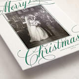 "Classic Merry" - Letterpress Holiday Photo Mount Cards in Cucumber by Alston Foster - Premium Photo Paper Mounted on Card