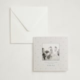 "Swiss Dot" - Letterpress Holiday Photo Mount Cards in Sky Blue by Blustery August - Card with Envelope
